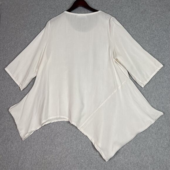Bryn Walker Off White Naida Tencel Tunic 3/4 Sleeve Size XL Lagenlook - Picture 5 of 8